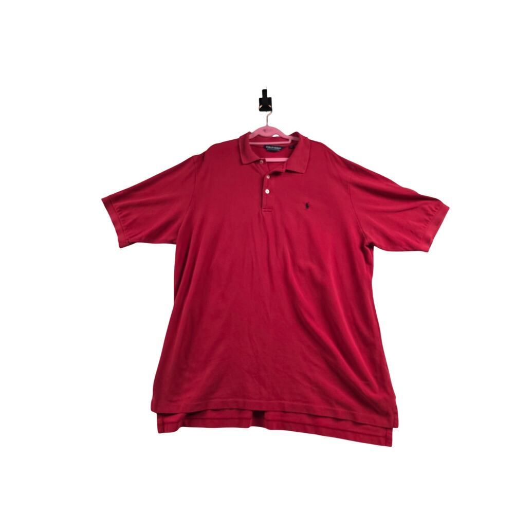 Polo Golf Ralph Lauren Mens XXL Red Cotton Pique Polo Shirt Navy Pony 0112